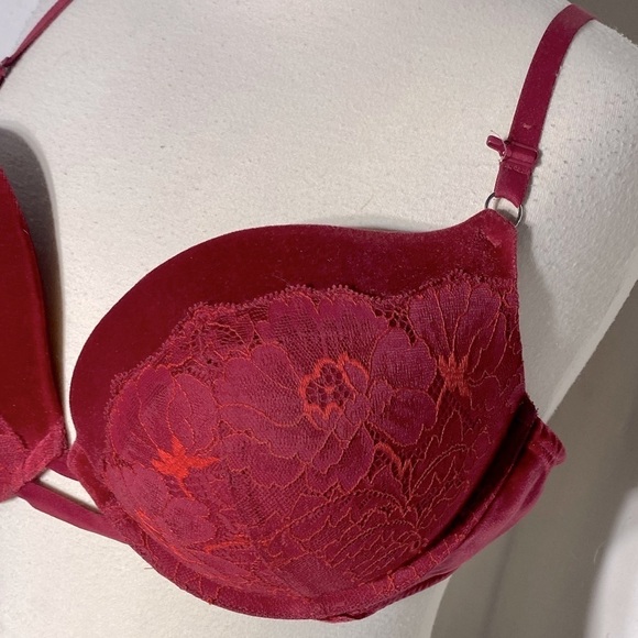 LA Senza Red Lace Beyond Sexy Classic Plunge Bra 38D - Picture 2 of 14